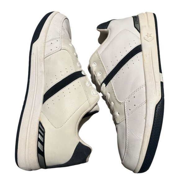 Converse All Star Leather Sneakers Mens 14 White Navy AV738 Vintage 2001 Rare - Picture 5 of 9